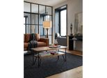 Couchtisch In Massivholz Mit Metall, 90X50X40 Cm, Rechteckig, Stauraum, Industrial Design