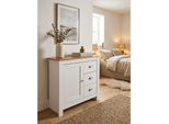Sideboard – Weiß/Eiche, 79X81X35 Cm, 3 Schubladen, 1 TüR