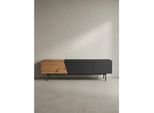 Tv-Lowboard Mit Eiche-Dekor, TüRen Und Schublade, Modern, Braun-Schwarz 150X40X40 Cm