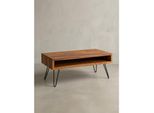 Couchtisch Sheesham Massivholz/Metall Rechteckig 100X40X50 Cm