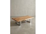 Couchtisch Braun Akazien-Massivholz Mit Metallgestell, Baumkante, 115X25X58Cm