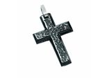 Kreuzkette Adelia´s "Halskette - Herren Edelstahl Kreuzkette Mit Kreuz AnhäNger Aus", Silber, Halsketten, Herren, Edelstahl, Kreuzkette, Schmuckset Mit Bis 45 Cm Stufenlos Verstellbarer 925 Silber Halskette
