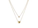 Kette Mit AnhäNger Firetti "Schmuck Geschenk Edelstahl Halsschmuck Doppelreihig Layering Herz", Gelbgoldfarben, Kristallweiß, Halsketten, Damen, Edelstahl, L: 47 B: 1Mm, Mit Zirkonia (Synth.), B:1Mm