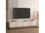 Lowboard Otto Home "Loft, Breite 208,5 Cm, Tv-Board Mit 4 Klappen, Metallkufen", Kaschmir, B:208,5Cm H:50,2Cm T:36,5Cm, Holzwerkstoff, Melamin, Metall, Sideboards, Lowboard, Tv-Kommode Mit Viel Stauraum, Push-To-Open-Funktion