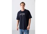 ÜBergrößE Bedrucktes Rundhals-T-Shirt