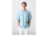 Oversized Baumwollmix Rundhalsausschnitt T-Shirt