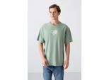 ÜBergrößTes T-Shirt Mit Bedrucktem Logo Und Rundhalsausschnitt