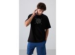 Oversized Baumwoll-Mix Rundhalsausschnitt T-Shirt
