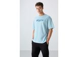 Oversized Logo-Patch Rundhals-T-Shirt