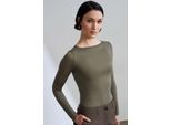 Slim Fit Bootsaum Langarm Strickbluse