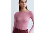 Slim Fit Boot-Ausschnitt Langarm Strickbluse