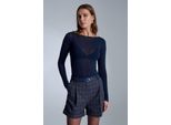 Schlankes Fit Bootshaus-Ausschnitt Langarm Strickbluse