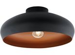 Eglo Deckenleuchte "Mogano", Schwarz (Schwarz, Kupferfarben), 1, Ø 40 H: 17Cm, 1 Stk., Leuchten, Deckenleuchte Industrial, Vintage, Flurlampe Decke Mit E27 Fassung, Deckenlampe Deckenleuchte