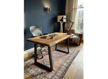Schreibtisch Massivholz Baumkante Trapezgestell, Akazie 160X80X76 Cm