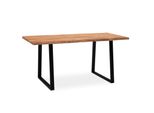 Esstisch Massivholz Baumkante Schwarz Metall Handgefertigt Tarn, Goldbraun-Schwarz 140X80X76 Cm