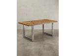 Esstisch Mango Massivholz Metallgestell Industrial, Braun 100X200X76 Cm