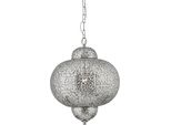 Searchlight Pendelleuchte "Fretwork-Pendelleuchte - Lasergeschnittenes Nickelmetall", Silber (Nickelfarben), H: 37Cm, 1 Stk., Leuchten, Pendelleuchte