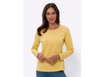 Langarmshirt Classic Basics "Langarm-Shirt", Damen, Gr. 40, Gelb, 100% Baumwolle, Unifarben, Rundhals, Shirts Langarmshirt
