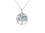 Kette Mit AnhäNger Vivance "925-Sterling Silber Rhodiniert Zirkonia Lebensbaum", Weiß, Halsketten, Damen, 42+3Cm, Silber 925 (Sterlingsilber), L: 45 B: 20Mm, GläNzend, B:20Mm
