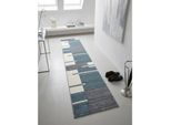 Teppich Kurzflor Latemar In Blau, Kariert, 80 X 300 Cm