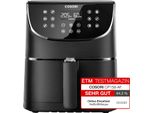 5,5L XXL Friteuse Heissluft Fritteusen Air Fryer mit Digitalem LED-Touchscreen, 13 Kochfunktionen, Vorheizen&Warmhalten, Shake-Modus, ohne Öl, 1700W,
