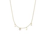 Kette Mit AnhäNger S.Oliver "Love", Gelbgoldfarben, Kristallweiß, Halsketten, Damen, Edelstahl, L: 47 B: 1,7Mm, Mit Zirkonia (Synth.), B:1,7Mm