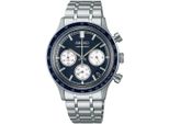 Chronograph Seiko, Silber (Silberfarben, Dunkelblau), Armbanduhren, Herren, Chronograph, Quarzuhr, Armbanduhr, Herrenuhr, Edelstahlarmband, Analog, Tag