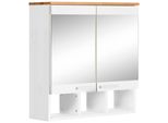 Spiegelschrank Home Affaire "Josie", Weiß, Honig, B:60Cm H:62Cm T:20Cm, Massivholz, SchräNke, Spiegelschrank, Breite 60 Cm, Aus Massivholz, Verstellbarer Einlegeboden, Metallgriffe