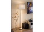 Nowa Stehlampe "Sydney", Silber (Nickel Matt), 1 Stk., Leuchten, Stehleuchte/Textil Beige/Dimmbar/Getrennt Schalt-Dimmbar/Wohnzimmer, Stehlampe