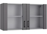 HäNgeschrank Optifit "Optimulti", Anthrazit Matt, Anthrazit Matt, B:100Cm H:57,6Cm T:34,6Cm, Holzwerkstoff, SchräNke, HäNgeschrank, Breite 100 Cm, Mit 2 StollenglastüRen, 1 Einlegeboden