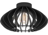 Eglo Deckenleuchte "Cossano 3 Deckenlampe, Vintage, Retro, Japandi, E27, Flurlampe, Lampe", Schwarz, 1, Ø 38Cm H: 21,5Cm, 1 Stk., Leuchten, Wand-/Deckenleuchte - H21,5 X Ø38 Cm - Schwarz - 1X40W Exkl., Deckenleuchte