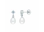 Paar Ohrstecker Adelia´s "Perlen Ohrstecker Ohrringe 925 Silber Mit Zirkonia", Silber, Ohrringe, Damen, Damen, Silber 925 (Sterlingsilber), Silberohrringe Perle