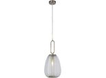 Searchlight Pendelleuchte "Elixir-Pendelleuchte - Nickel Und Geripptes Glas", Satin Nickelfarben, Klar, H: 54Cm, 1 Stk., Leuchten, Pendelleuchte