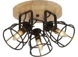 Searchlight Deckenleuchte "Vision 3Lt Deckenleuchte - Mattschwarzes Metall & Holz", Schwarz (Mattschwarz Undholz), H: 17Cm, 1 Stk., Leuchten, Deckenleuchte