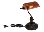 Globo Lighting Schreibtischlampe "Antique", Schwarz (Schwarz Matt Kupferfarben), 1, 1 Stk., Leuchten, Klassische Schreibtischleuchte, Antik-Look Tischleuchte, Bankerlamp, Schreibtischlampe