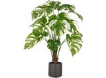 Kunstpflanze Creativ Green "Splitphilodendron", GrüN (GrüN, Weiß), H:100Cm, Kunststoff, Kunstpflanzen, Kunstpflanze, Mit Naturgetreuem Blattwerk