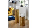 Windlicht Otto Home, Gold (Goldfarben), H:51Cm Ø:22Cm, Metall, Kerzenhalter, Windlicht, Bodenwindlicht, Aus Metall, Mit Glaseinsatz, Ideal FüR Stumpenkerzen