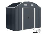 Outsunny Gerätehaus aus Stahl, 2,7 m² Geräteschuppen mit UV-Schutz, Dunkelgrau
