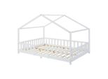 [en.casa] Hausbett, Weiß, Holz, Kiefer, 140x200 cm, Kinder- & Jugendzimmer, Kindermöbel, Kinderbetten, Hausbetten