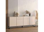 Sideboard Otto Home "Loft, Breite 208,5 Cm, Grifflose Kommode 4 TüRen/2 SchubkäSten.", Kaschmir, B:208,5Cm H:83,5Cm T:36,5Cm, Holzwerkstoff, Melamin, Metall, Sideboards, Sideboard, Schubladenschrank Mit Viel Stauraum, EinlegeböDen Verstellbar