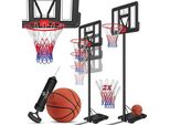 Famanu Basketballset verstellbar mit Basketballring und Pumpe - Höhe 230 cm bis 305 cm