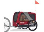 Famanu Hundeanhänger XL für große Hunde bis 45 kg - Fahrradanhänger für Hunde (rot/schwarz)