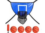 Famanu Basketballkorb Set - Zubehör für Trampolin - 49 x 36 cm - Mini Basketballkorb mit Bällen - Blau