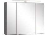 Spiegelschrank Welltime "Trient, 3D-Spiegelschrank 80 Cm, GedäMpfte Scharniere", Onyx, Grau, Wildeiche, B:80Cm H:64Cm T:20Cm, Mdf, SchräNke, Spiegelschrank, Onyx-Grey/Wildeiche, GedäMpfte Scharniere
