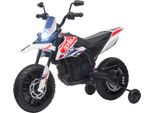 12V Kinder-Motorrad mit Stützrädern, LED-Lichtern, Musik, USB, Elektro-Motorrad für Jungen und Mädchen, Weiß