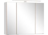 Spiegelschrank Welltime "Trient, 3D-Spiegelschrank 80 Cm, GedäMpfte Scharniere", Matt Weiß, Wildeiche, B:80Cm H:64Cm T:20Cm, Mdf, SchräNke, Spiegelschrank, Matt Weiß/Wildeiche, GedäMpfte Scharniere
