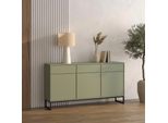 Sideboard Otto Home "Loft, Breite 157 Cm, Grifflose Kommode 3 TüRen/3 SchubkäSten.", Salbei, B:156,8Cm H:83,5Cm T:36,5Cm, Holzwerkstoff, Melamin, Metall, Sideboards, Sideboard, Schubladenschrank Mit Viel Stauraum, EinlegeböDen Verstellbar
