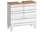 Waschbeckenunterschrank Home Affaire "Josie", Weiß (Weiß, Honig), B:60Cm H:61,5Cm T:30Cm, Massivholz, SchräNke, Waschbeckenunterschrank, Breite 60, Aus Massivholz, Metallgriffe, 1 Schublade & 2 TüRen