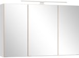 Spiegelschrank Welltime "Trient, 3D-Spiegelschrank 100 Cm, GedäMpfte Scharniere", Matt Weiß, Wildeiche, B:100Cm H:64Cm T:20Cm, Mdf, SchräNke, Spiegelschrank, Matt Weiß/Wildeiche, GedäMpfte Scharniere