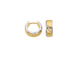 Paar Creolen Firetti "Schmuck Geschenk Titan Ohrschmuck Ohrringe Bicolor", Titanfarben, Gelbgoldfarben, Kristallweiß, Kristallweiß, Ohrringe, Damen, 15Mm, Titan, Mit Zirkonia (Synth.)